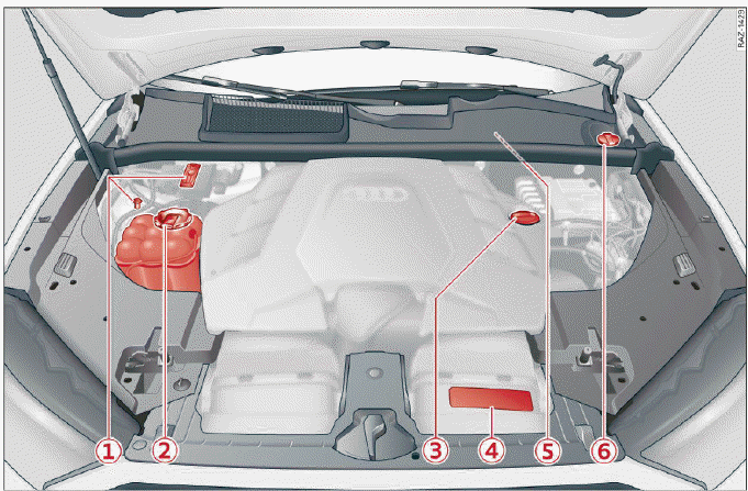 Fig. 164 Engine compartment overview: diagram