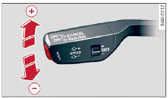 Fig. 109 Operating lever: changing the speed