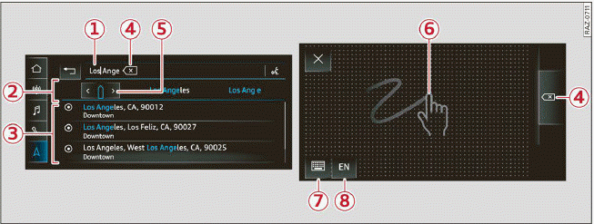 Fig. 16 Upper/lower display: text input