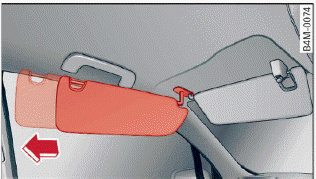 Fig. 42 Roof headliner: comfort sun visor