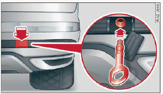 Fig. 189 Rear bumper: installing the towing loop