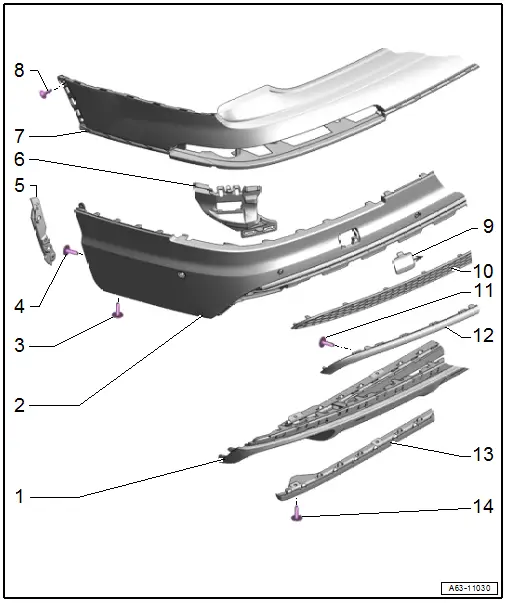 Overview - Bumper Cover, S Line Vehicles without High-Voltage System